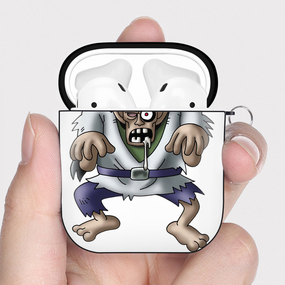 （画像用） ドラゴンクエスト Doragon Kuesuto Dragon Quest AirPods 第2世代保護ケース ハードシェル ブラック 耐衝撃・防指紋・カラビナ付き