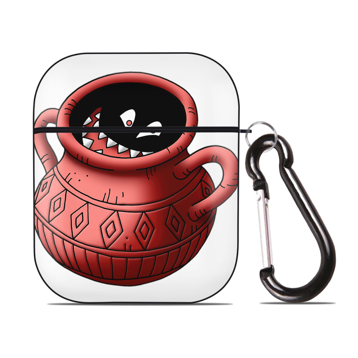 （画像用） ドラゴンクエスト Doragon Kuesuto Dragon Quest AirPods 第2世代保護ケース ハードシェル ブラック 耐衝撃・防指紋・カラビナ付き