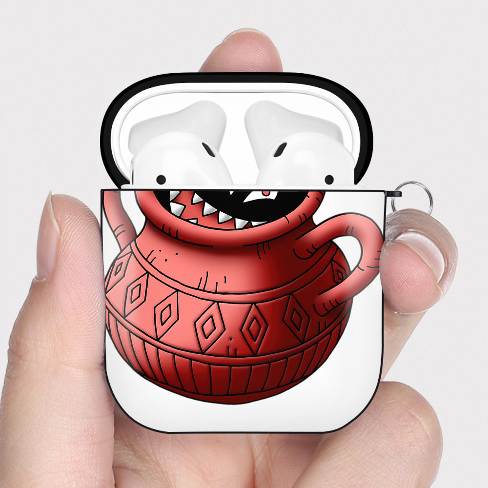 （画像用） ドラゴンクエスト Doragon Kuesuto Dragon Quest AirPods 第2世代保護ケース ハードシェル ブラック 耐衝撃・防指紋・カラビナ付き
