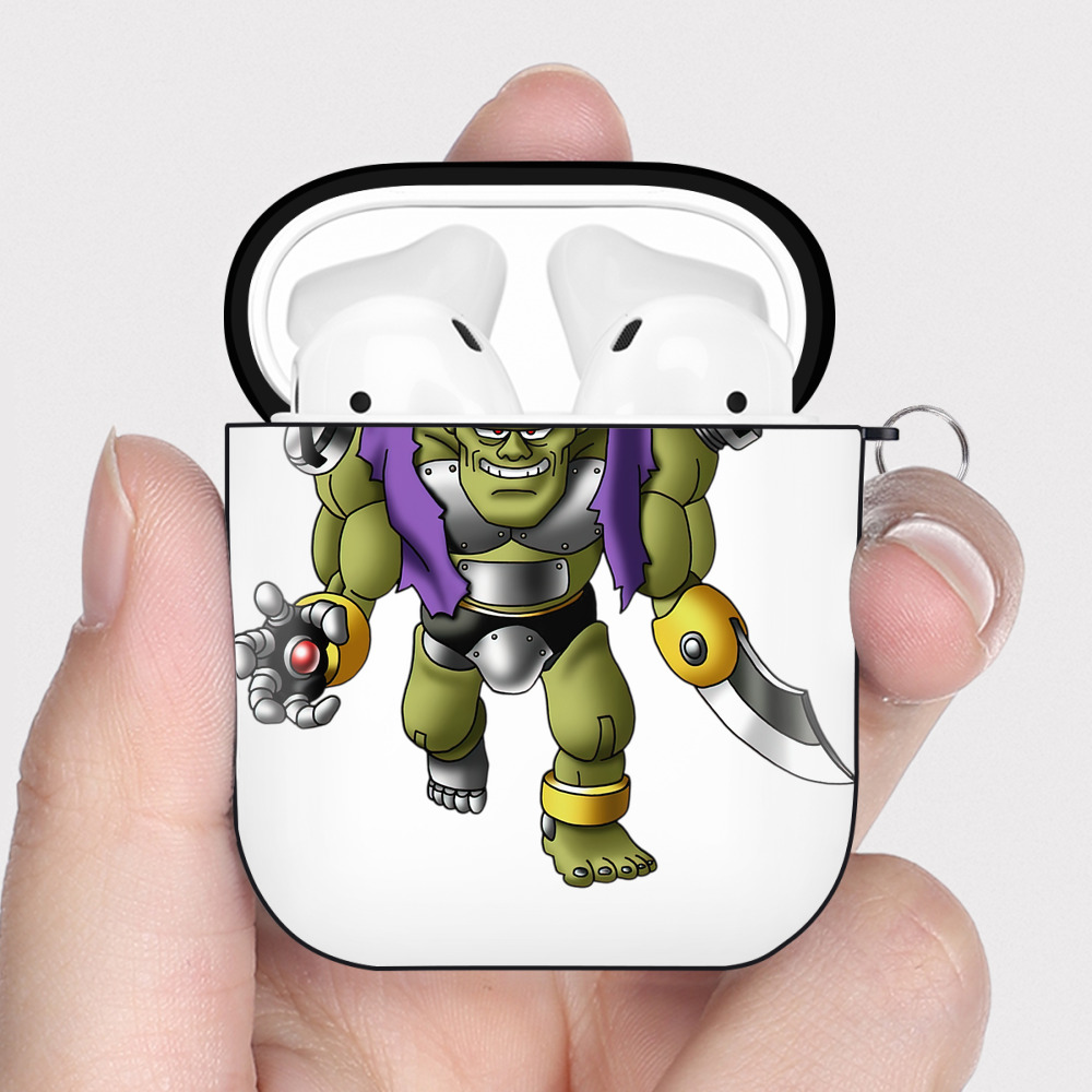 （画像用） ドラゴンクエスト Doragon Kuesuto Dragon Quest AirPods 第2世代保護ケース ハードシェル ブラック 耐衝撃・防指紋・カラビナ付き