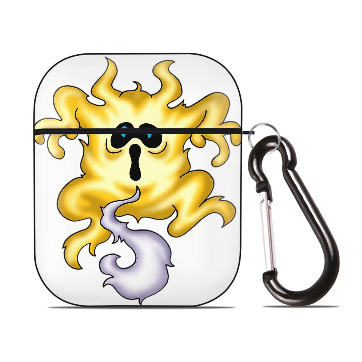 （画像用） ドラゴンクエスト Doragon Kuesuto Dragon Quest AirPods 第2世代保護ケース ハードシェル ブラック 耐衝撃・防指紋・カラビナ付き
