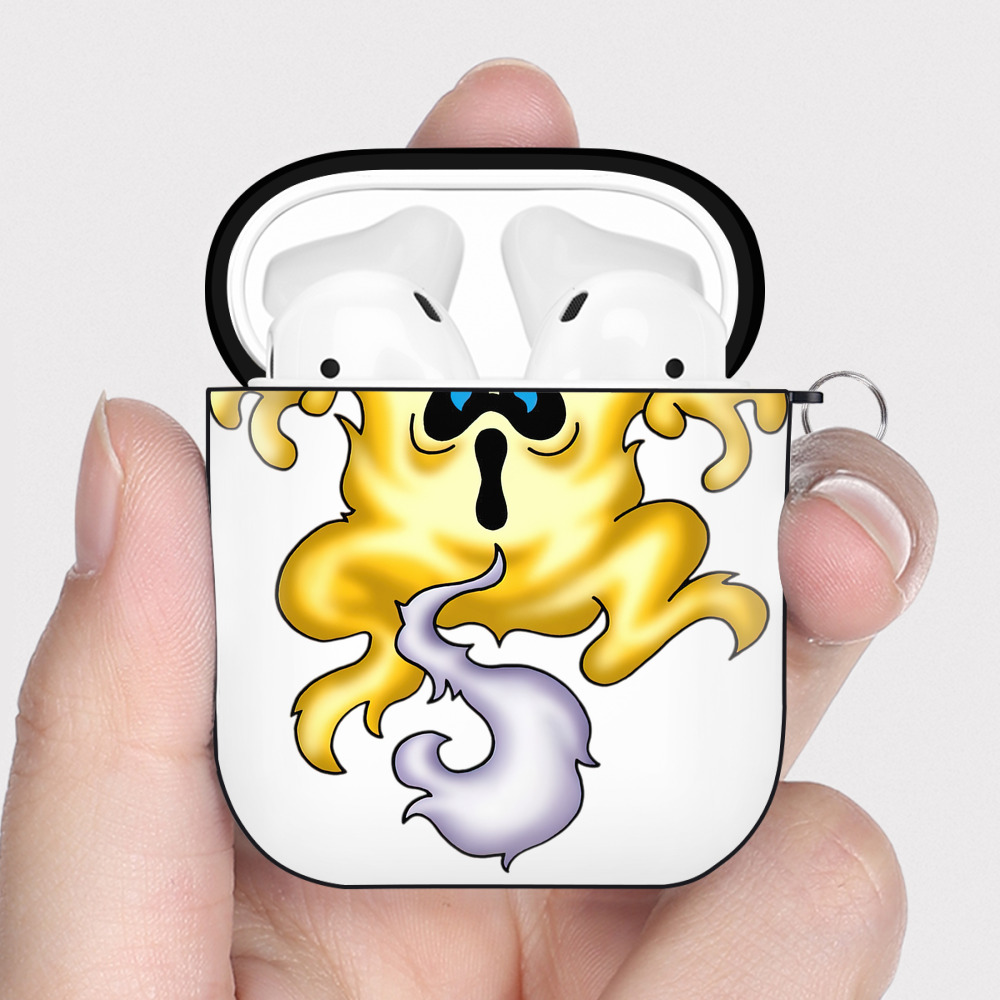 （画像用） ドラゴンクエスト Doragon Kuesuto Dragon Quest AirPods 第2世代保護ケース ハードシェル ブラック 耐衝撃・防指紋・カラビナ付き