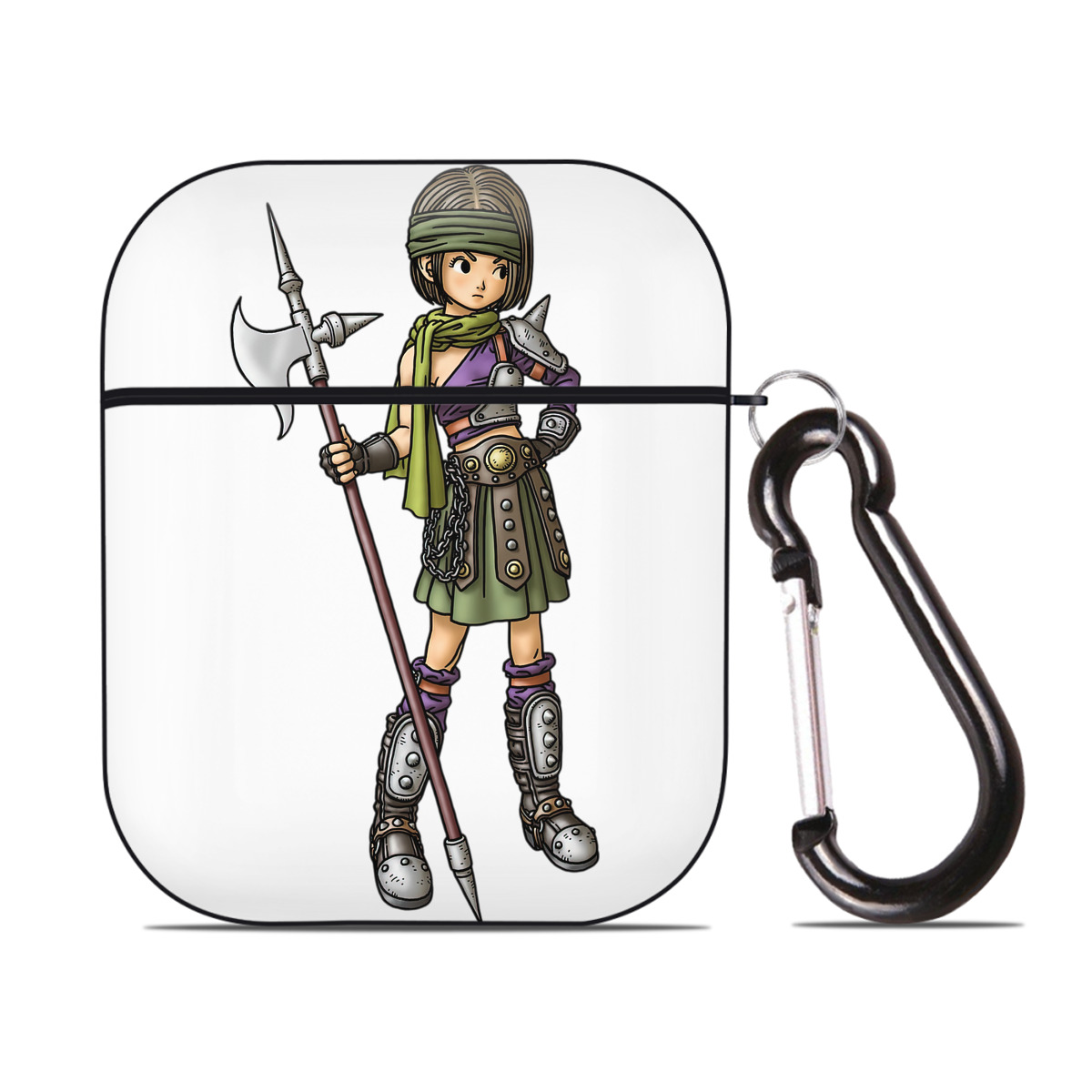 （画像用） ドラゴンクエスト Doragon Kuesuto Dragon Quest AirPods 第2世代保護ケース ハードシェル ブラック 耐衝撃・防指紋・カラビナ付き