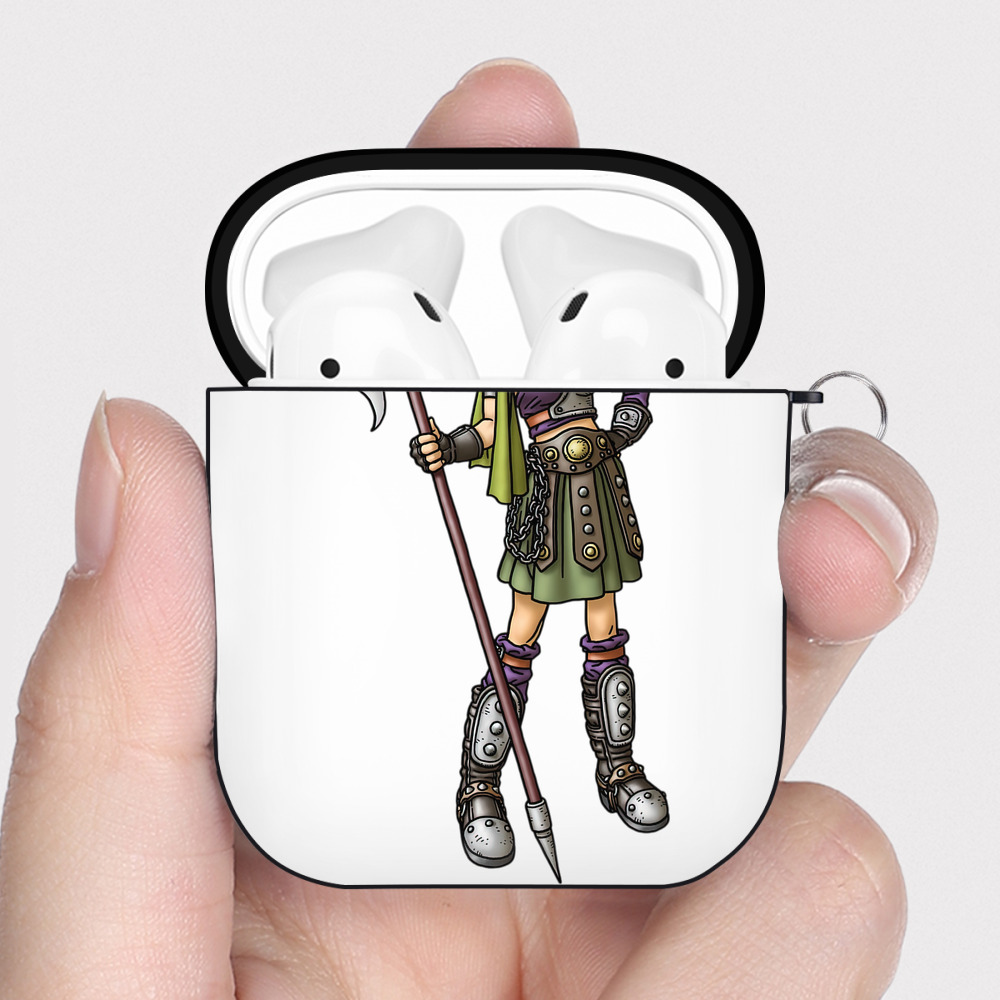 （画像用） ドラゴンクエスト Doragon Kuesuto Dragon Quest AirPods 第2世代保護ケース ハードシェル ブラック 耐衝撃・防指紋・カラビナ付き