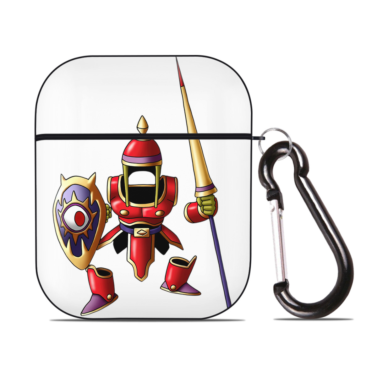 （画像用） ドラゴンクエスト Doragon Kuesuto Dragon Quest AirPods 第2世代保護ケース ハードシェル ブラック 耐衝撃・防指紋・カラビナ付き