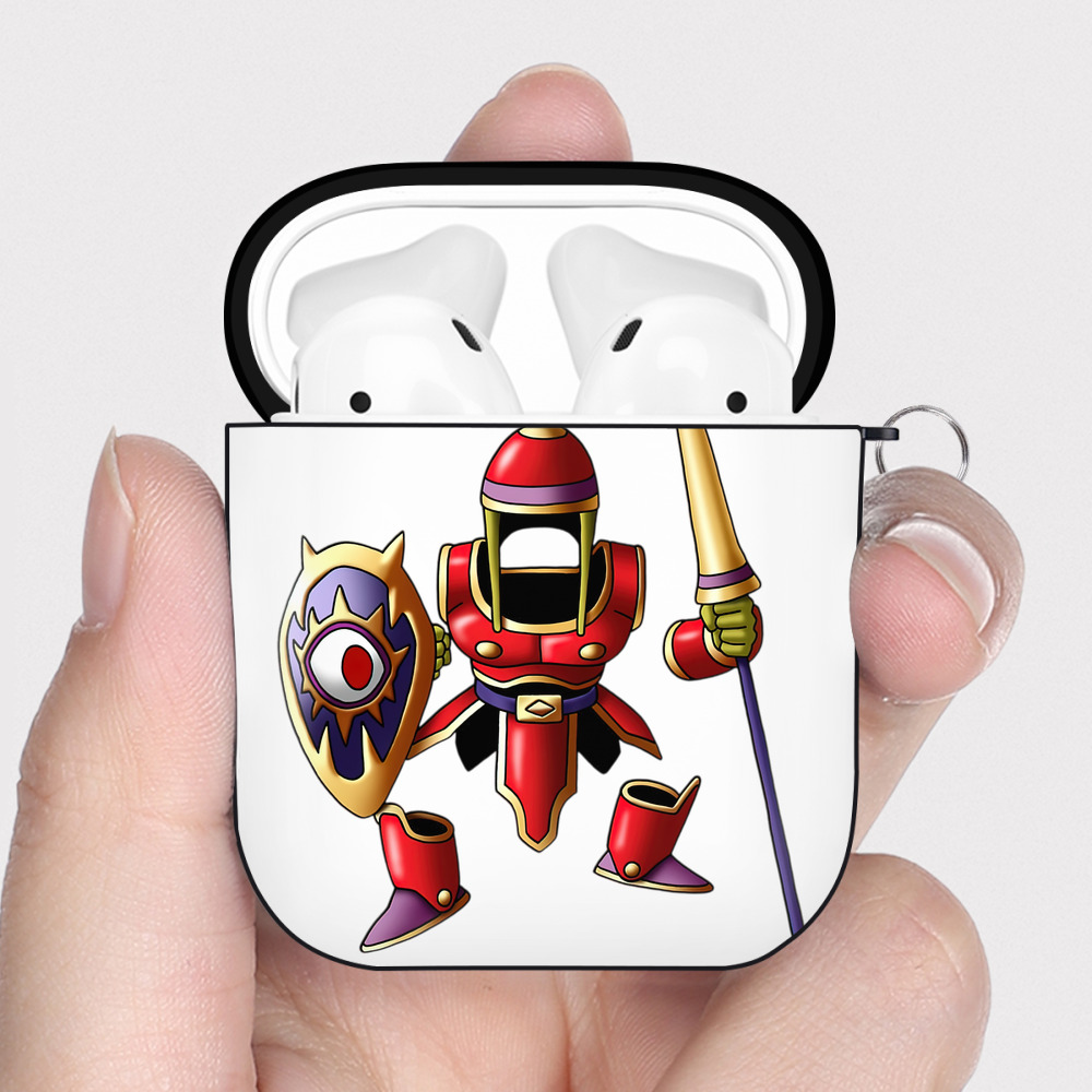 （画像用） ドラゴンクエスト Doragon Kuesuto Dragon Quest AirPods 第2世代保護ケース ハードシェル ブラック 耐衝撃・防指紋・カラビナ付き