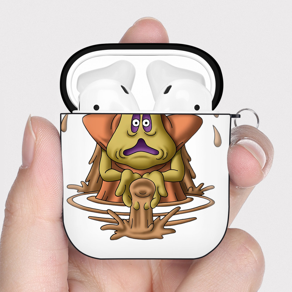 （画像用） ドラゴンクエスト Doragon Kuesuto Dragon Quest AirPods 第2世代保護ケース ハードシェル ブラック 耐衝撃・防指紋・カラビナ付き