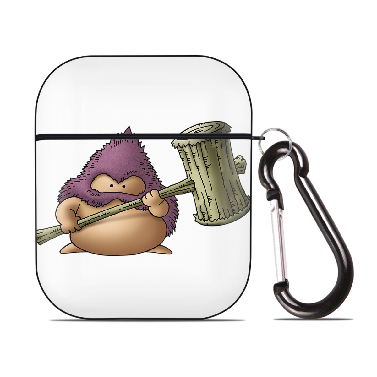 （画像用） ドラゴンクエスト Doragon Kuesuto Dragon Quest AirPods 第2世代保護ケース ハードシェル ブラック 耐衝撃・防指紋・カラビナ付き