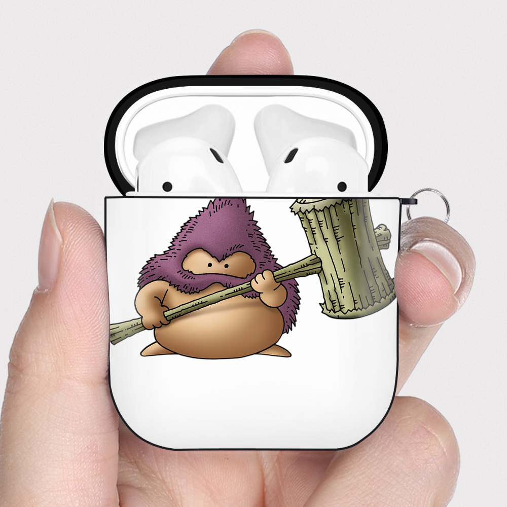 （画像用） ドラゴンクエスト Doragon Kuesuto Dragon Quest AirPods 第2世代保護ケース ハードシェル ブラック 耐衝撃・防指紋・カラビナ付き