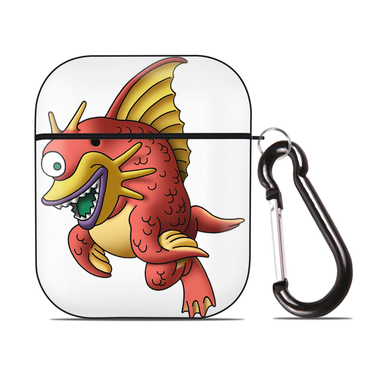 （画像用） ドラゴンクエスト Doragon Kuesuto Dragon Quest AirPods 第2世代保護ケース ハードシェル ブラック 耐衝撃・防指紋・カラビナ付き
