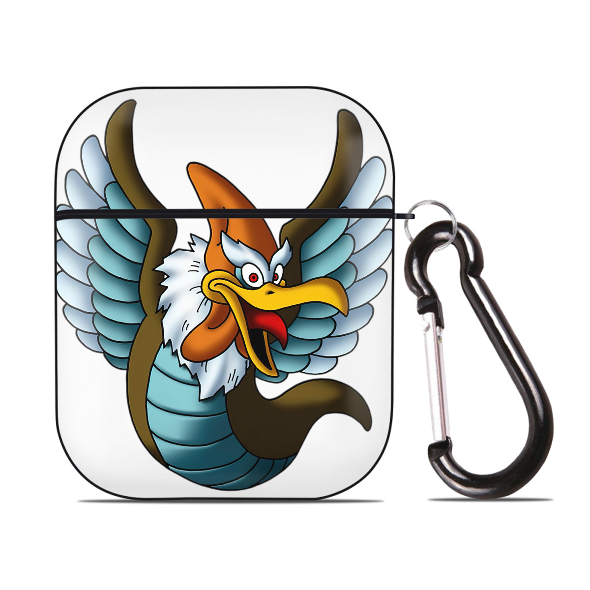 （画像用） ドラゴンクエスト Doragon Kuesuto Dragon Quest AirPods 第2世代保護ケース ハードシェル ブラック 耐衝撃・防指紋・カラビナ付き