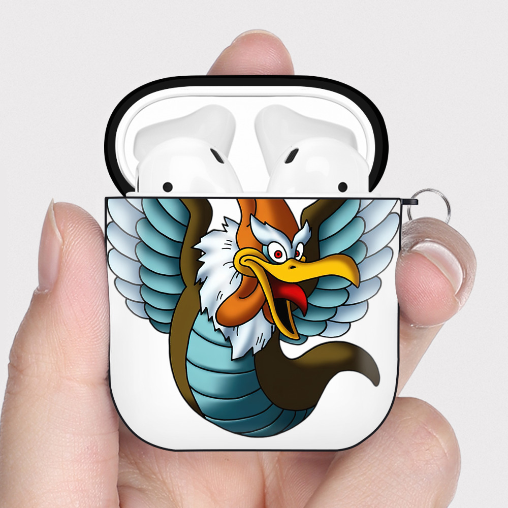 （画像用） ドラゴンクエスト Doragon Kuesuto Dragon Quest AirPods 第2世代保護ケース ハードシェル ブラック 耐衝撃・防指紋・カラビナ付き