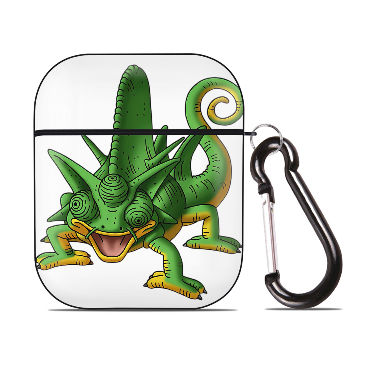 （画像用） ドラゴンクエスト Doragon Kuesuto Dragon Quest AirPods 第2世代保護ケース ハードシェル ブラック 耐衝撃・防指紋・カラビナ付き