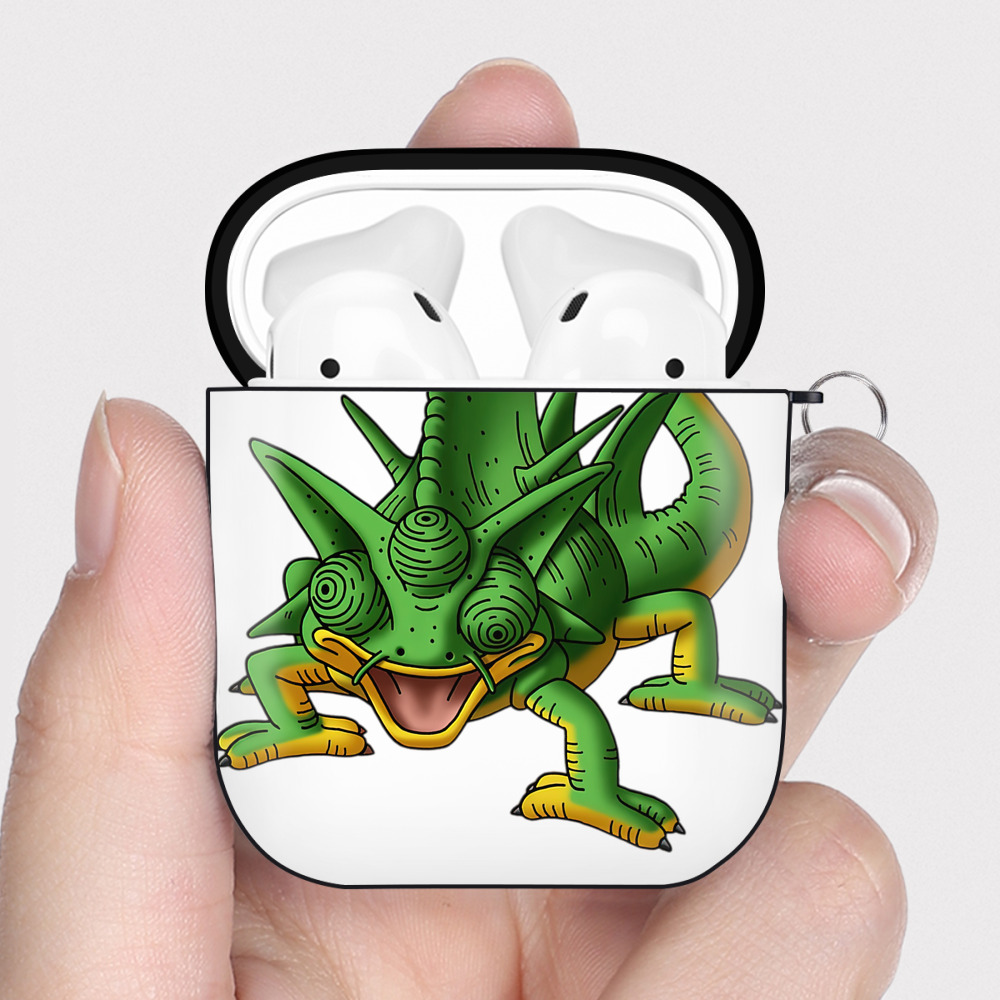 （画像用） ドラゴンクエスト Doragon Kuesuto Dragon Quest AirPods 第2世代保護ケース ハードシェル ブラック 耐衝撃・防指紋・カラビナ付き