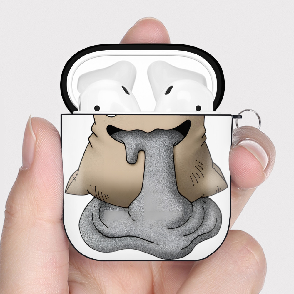 （画像用） ドラゴンクエスト Doragon Kuesuto Dragon Quest AirPods 第2世代保護ケース ハードシェル ブラック 耐衝撃・防指紋・カラビナ付き
