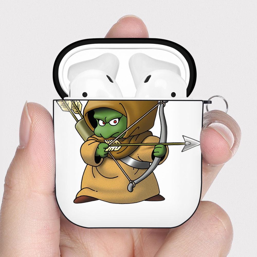 （画像用） ドラゴンクエスト Doragon Kuesuto Dragon Quest AirPods 第2世代保護ケース ハードシェル ブラック 耐衝撃・防指紋・カラビナ付き