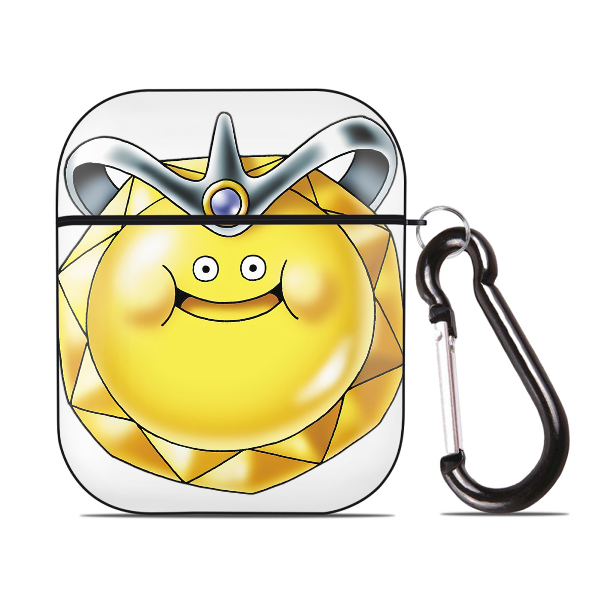 （画像用） ドラゴンクエスト Doragon Kuesuto Dragon Quest AirPods 第2世代保護ケース ハードシェル ブラック 耐衝撃・防指紋・カラビナ付き