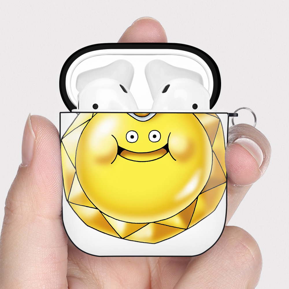 （画像用） ドラゴンクエスト Doragon Kuesuto Dragon Quest AirPods 第2世代保護ケース ハードシェル ブラック 耐衝撃・防指紋・カラビナ付き