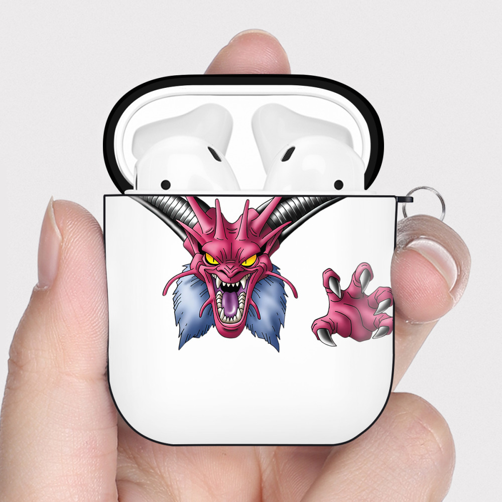 （画像用） ドラゴンクエスト Doragon Kuesuto Dragon Quest AirPods 第2世代保護ケース ハードシェル ブラック 耐衝撃・防指紋・カラビナ付き