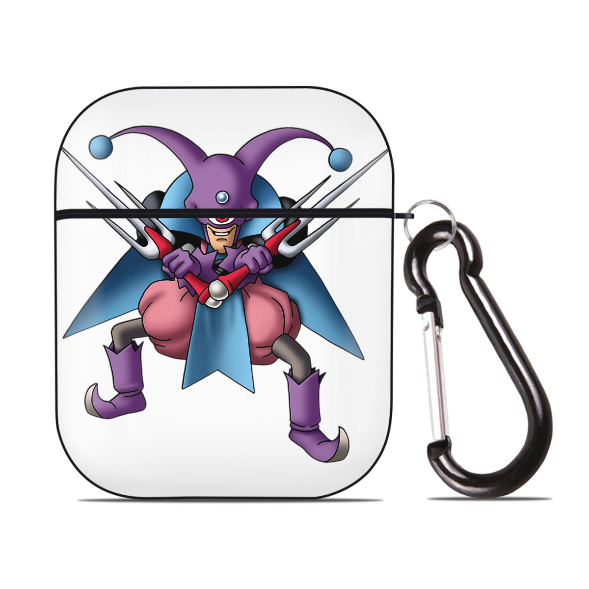 （画像用） ドラゴンクエスト Doragon Kuesuto Dragon Quest AirPods 第2世代保護ケース ハードシェル ブラック 耐衝撃・防指紋・カラビナ付き