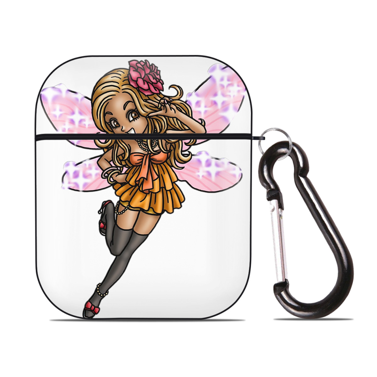（画像用） ドラゴンクエスト Doragon Kuesuto Dragon Quest AirPods 第2世代保護ケース ハードシェル ブラック 耐衝撃・防指紋・カラビナ付き