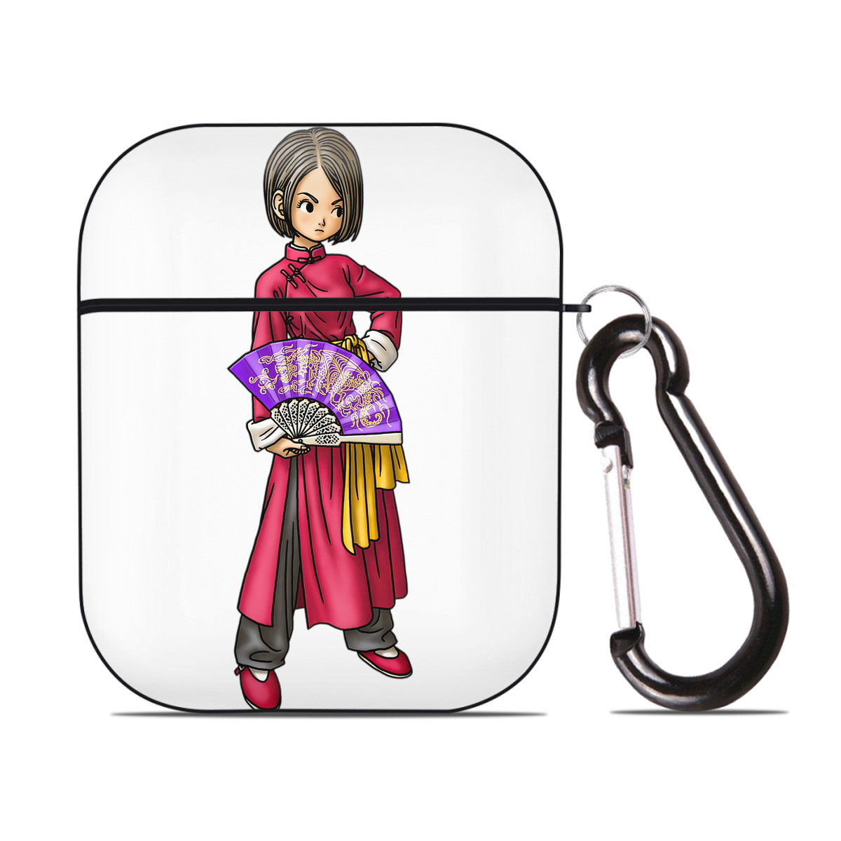 （画像用） ドラゴンクエスト Doragon Kuesuto Dragon Quest AirPods 第2世代保護ケース ハードシェル ブラック 耐衝撃・防指紋・カラビナ付き