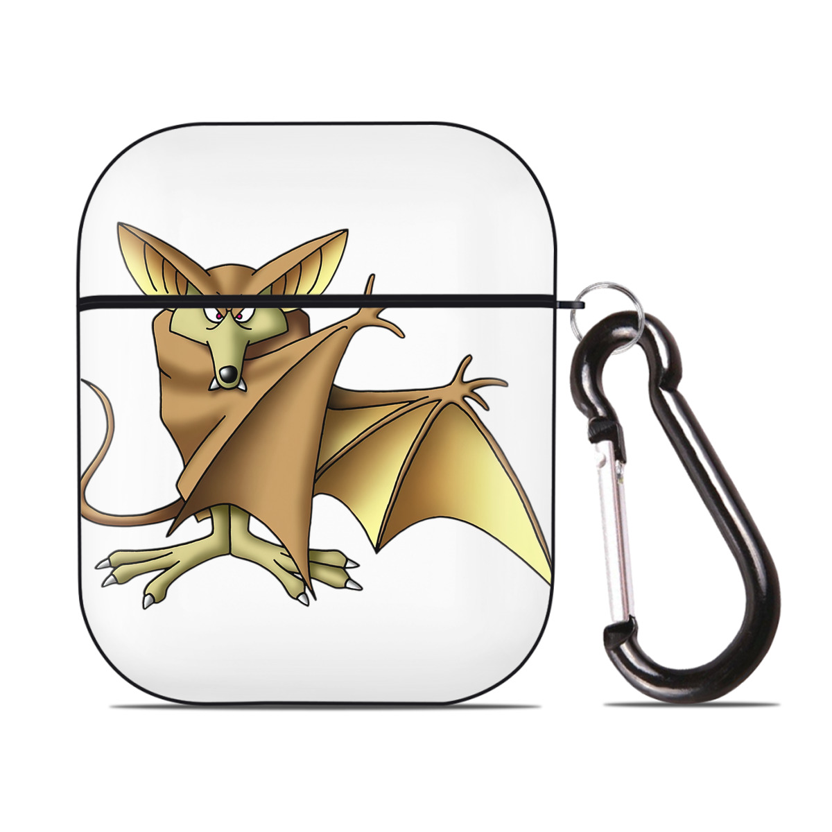 （画像用） ドラゴンクエスト Doragon Kuesuto Dragon Quest AirPods 第2世代保護ケース ハードシェル ブラック 耐衝撃・防指紋・カラビナ付き