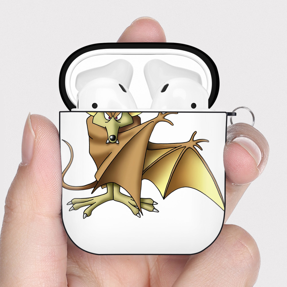 （画像用） ドラゴンクエスト Doragon Kuesuto Dragon Quest AirPods 第2世代保護ケース ハードシェル ブラック 耐衝撃・防指紋・カラビナ付き