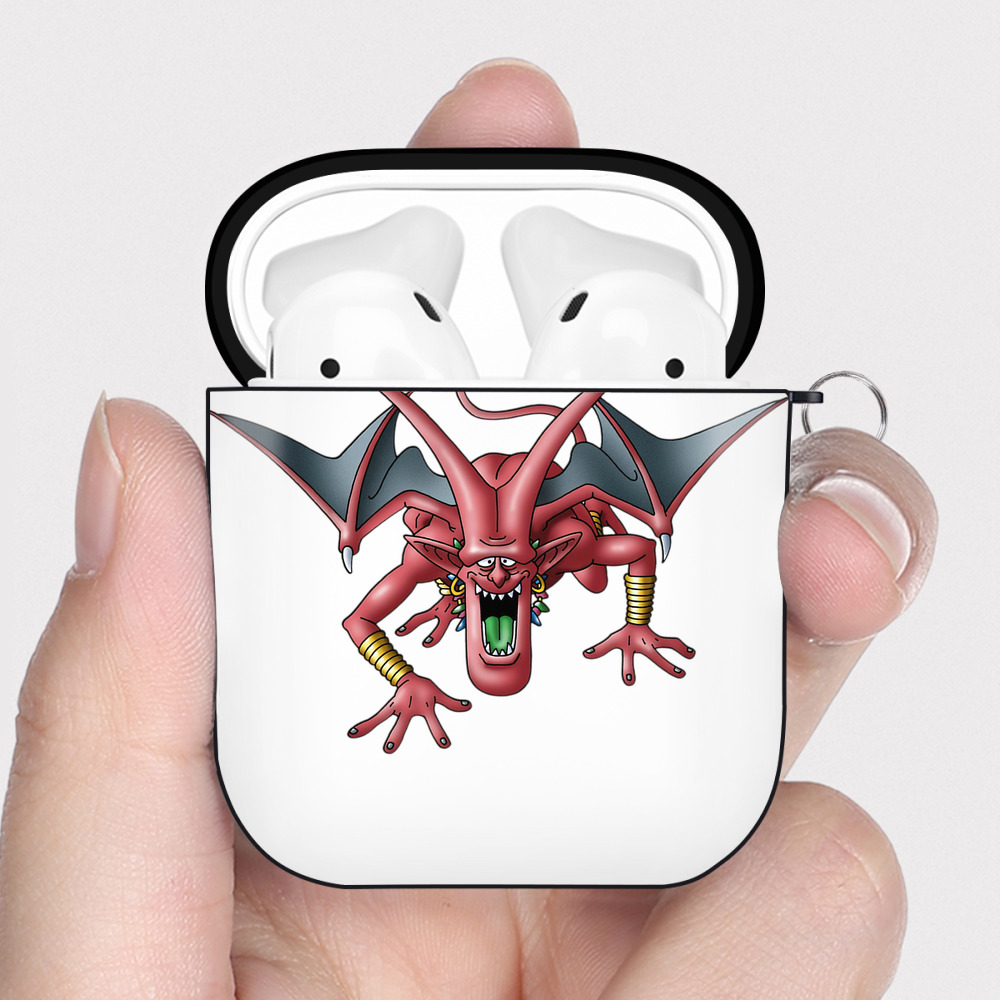 （画像用） ドラゴンクエスト Doragon Kuesuto Dragon Quest AirPods 第2世代保護ケース ハードシェル ブラック 耐衝撃・防指紋・カラビナ付き