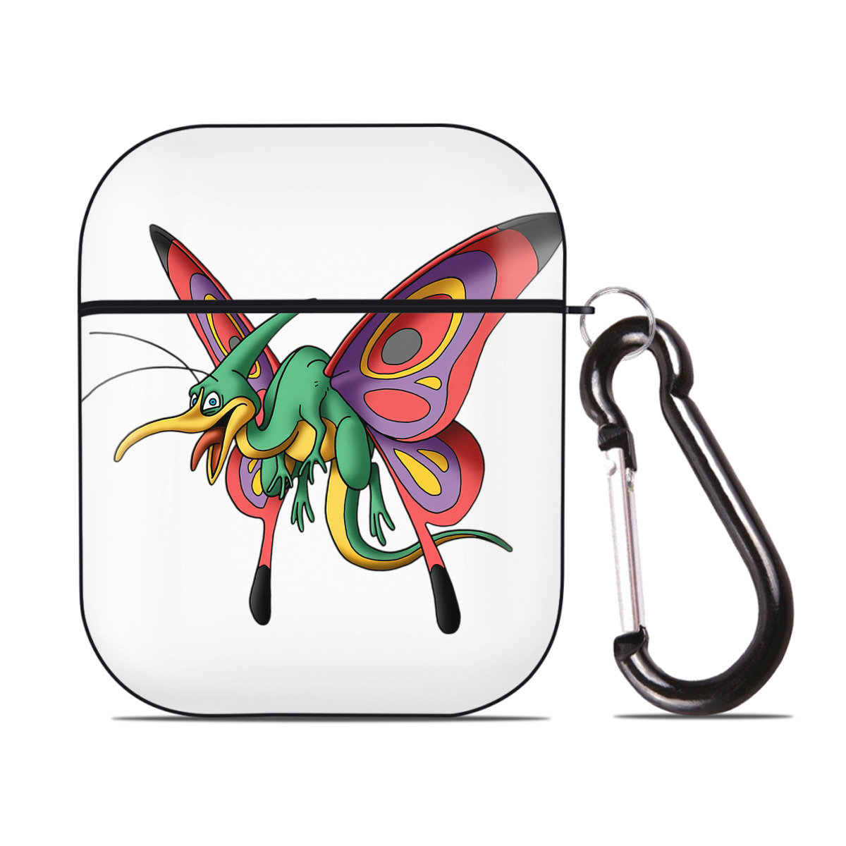 （画像用） ドラゴンクエスト Doragon Kuesuto Dragon Quest AirPods 第2世代保護ケース ハードシェル ブラック 耐衝撃・防指紋・カラビナ付き