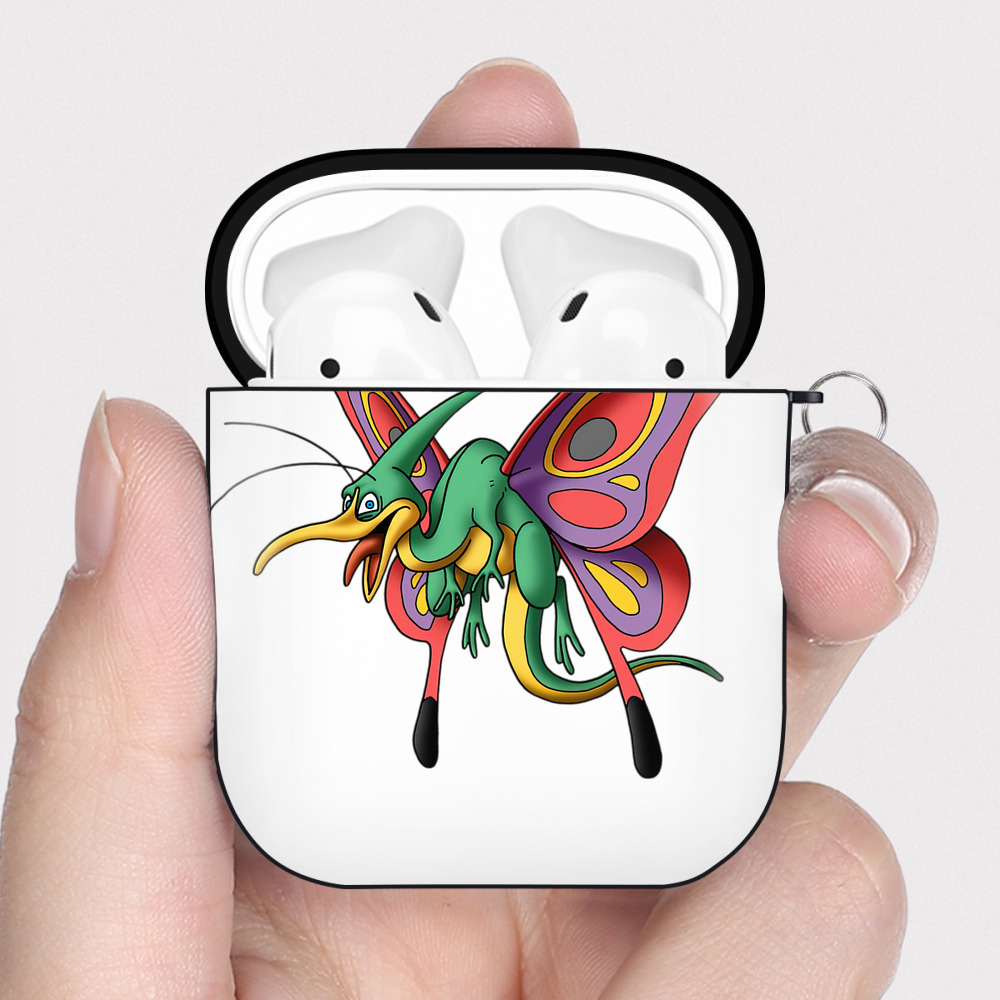 （画像用） ドラゴンクエスト Doragon Kuesuto Dragon Quest AirPods 第2世代保護ケース ハードシェル ブラック 耐衝撃・防指紋・カラビナ付き