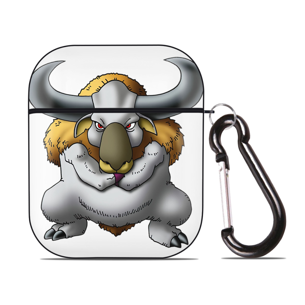 （画像用） ドラゴンクエスト Doragon Kuesuto Dragon Quest AirPods 第2世代保護ケース ハードシェル ブラック 耐衝撃・防指紋・カラビナ付き