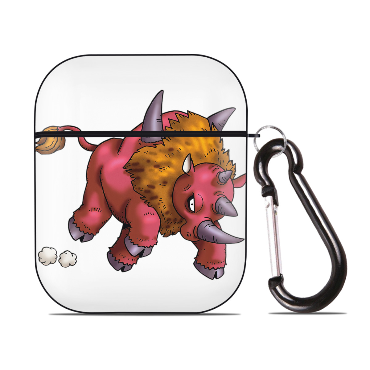 （画像用） ドラゴンクエスト Doragon Kuesuto Dragon Quest AirPods 第2世代保護ケース ハードシェル ブラック 耐衝撃・防指紋・カラビナ付き