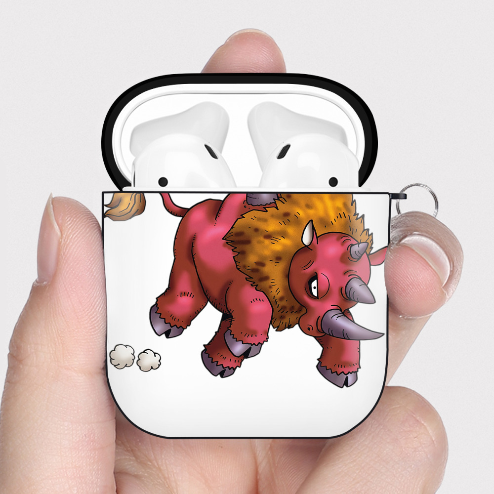 （画像用） ドラゴンクエスト Doragon Kuesuto Dragon Quest AirPods 第2世代保護ケース ハードシェル ブラック 耐衝撃・防指紋・カラビナ付き