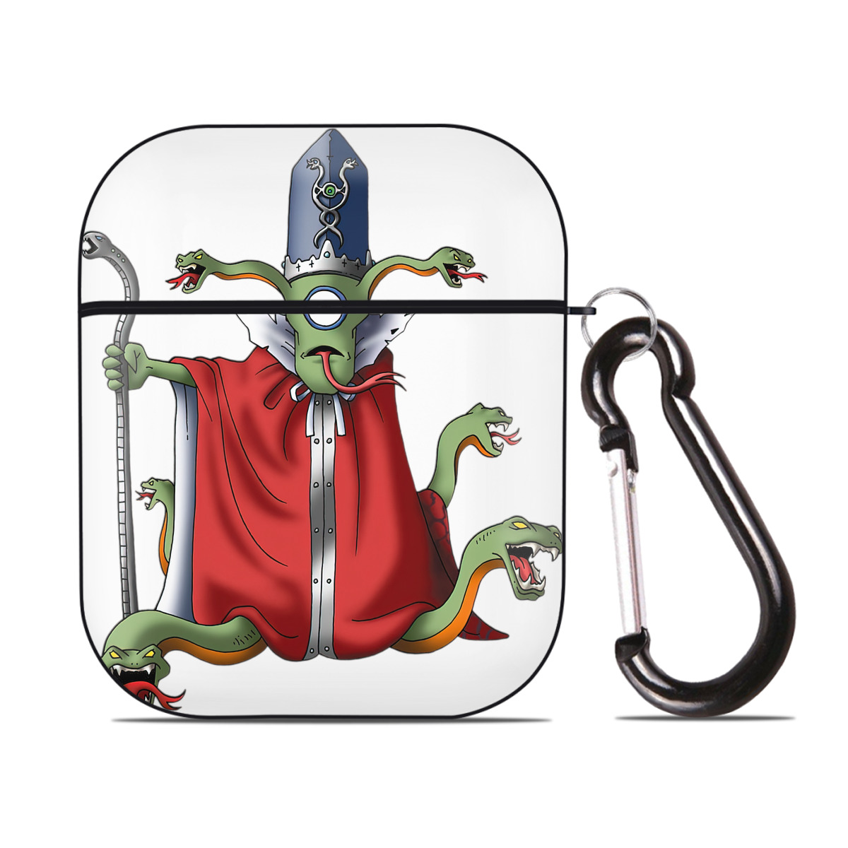 （画像用） ドラゴンクエスト Doragon Kuesuto Dragon Quest AirPods 第2世代保護ケース ハードシェル ブラック 耐衝撃・防指紋・カラビナ付き