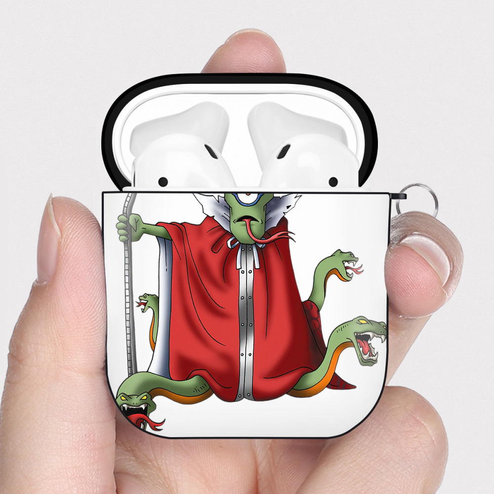 （画像用） ドラゴンクエスト Doragon Kuesuto Dragon Quest AirPods 第2世代保護ケース ハードシェル ブラック 耐衝撃・防指紋・カラビナ付き