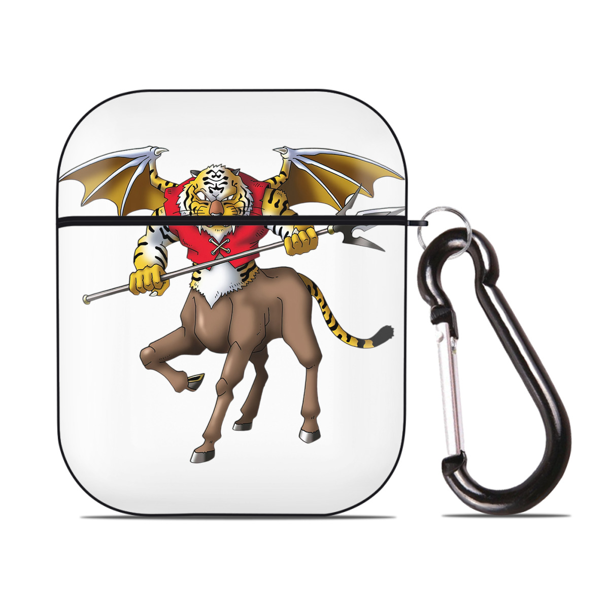（画像用） ドラゴンクエスト Doragon Kuesuto Dragon Quest AirPods 第2世代保護ケース ハードシェル ブラック 耐衝撃・防指紋・カラビナ付き