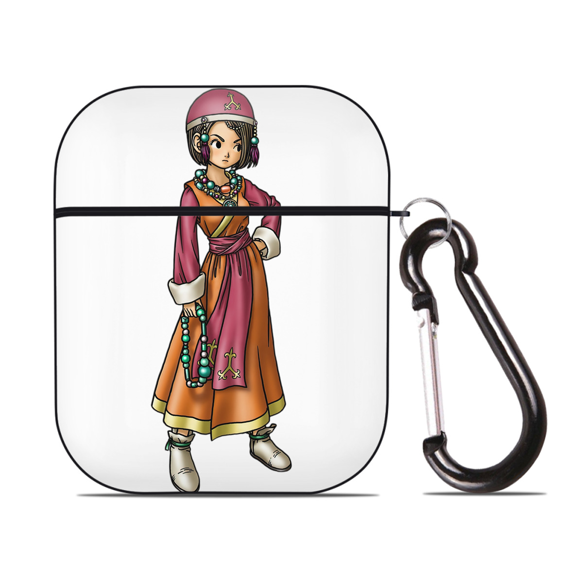 （画像用） ドラゴンクエスト Doragon Kuesuto Dragon Quest AirPods 第2世代保護ケース ハードシェル ブラック 耐衝撃・防指紋・カラビナ付き