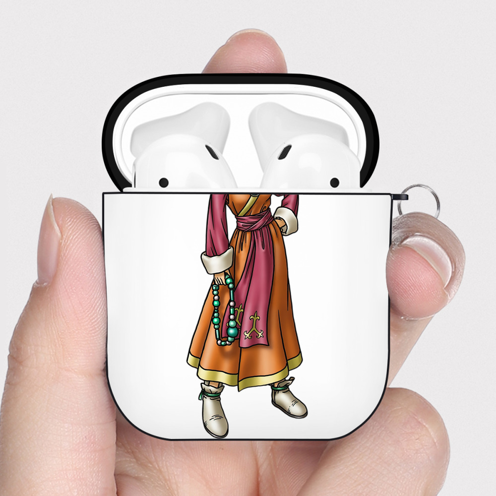 （画像用） ドラゴンクエスト Doragon Kuesuto Dragon Quest AirPods 第2世代保護ケース ハードシェル ブラック 耐衝撃・防指紋・カラビナ付き