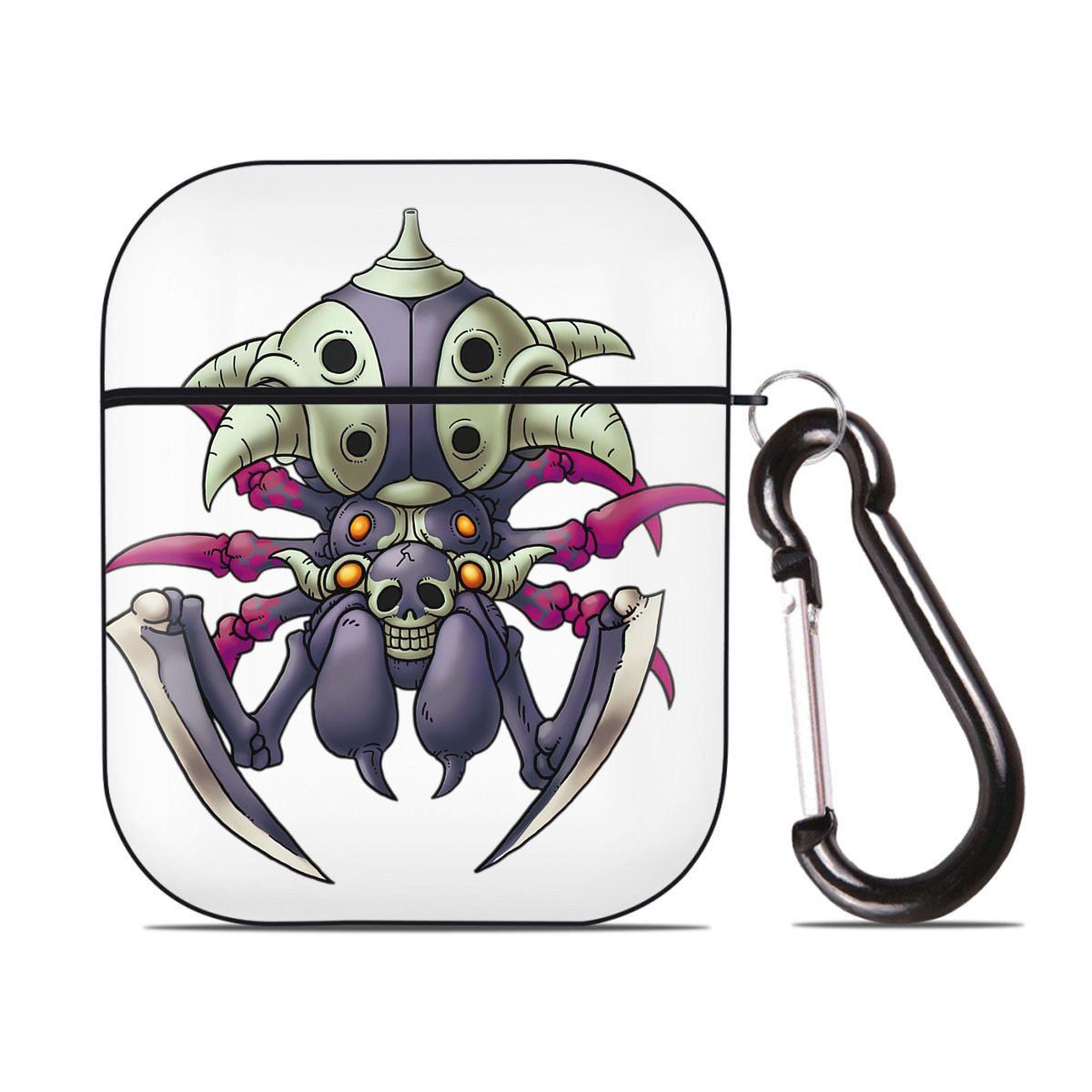 （画像用） ドラゴンクエスト Doragon Kuesuto Dragon Quest AirPods 第2世代保護ケース ハードシェル ブラック 耐衝撃・防指紋・カラビナ付き