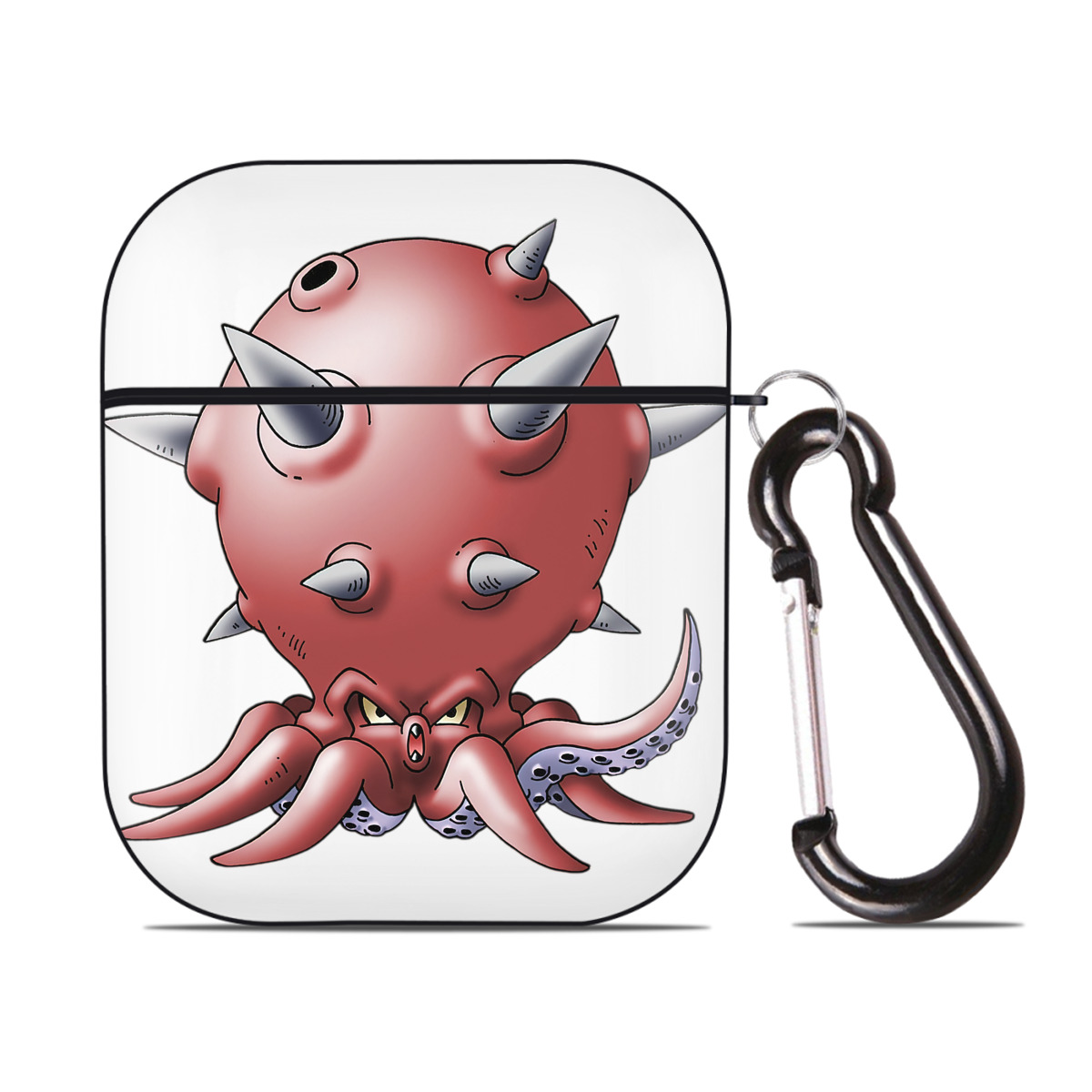 （画像用） ドラゴンクエスト Doragon Kuesuto Dragon Quest AirPods 第2世代保護ケース ハードシェル ブラック 耐衝撃・防指紋・カラビナ付き