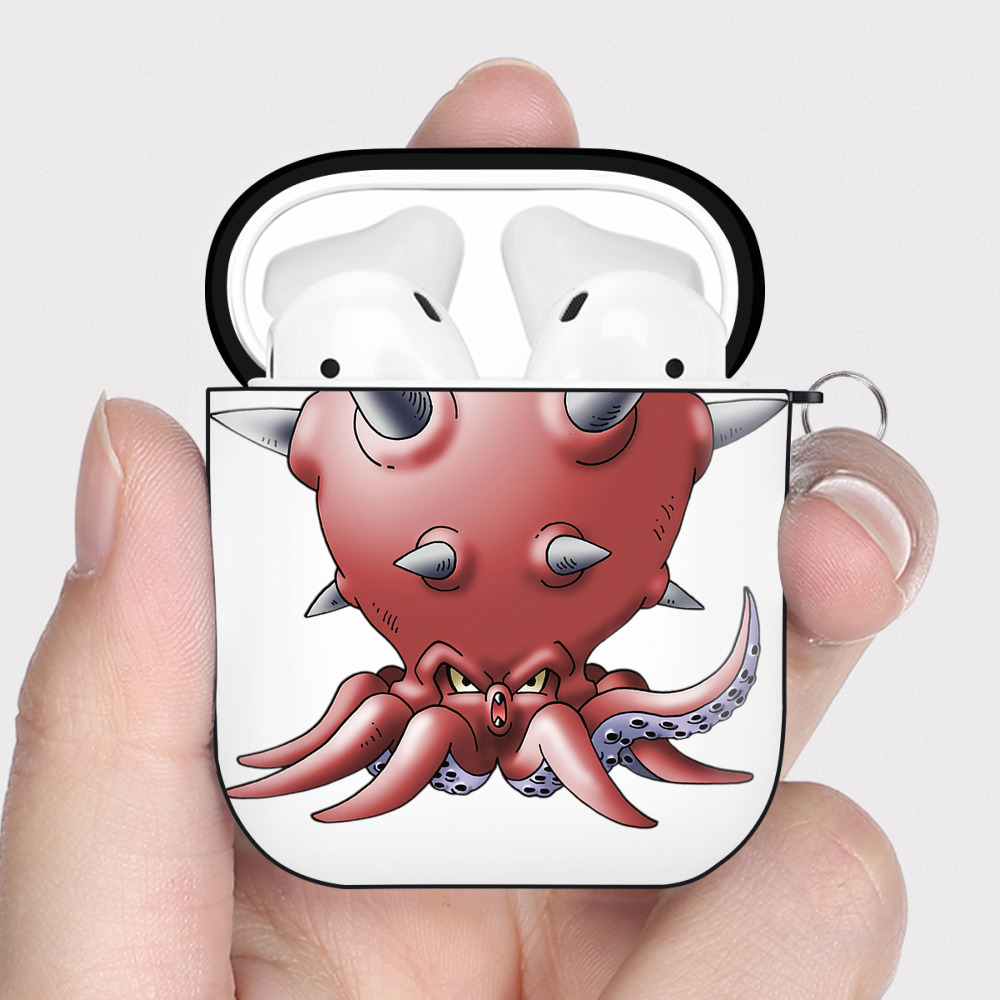 （画像用） ドラゴンクエスト Doragon Kuesuto Dragon Quest AirPods 第2世代保護ケース ハードシェル ブラック 耐衝撃・防指紋・カラビナ付き