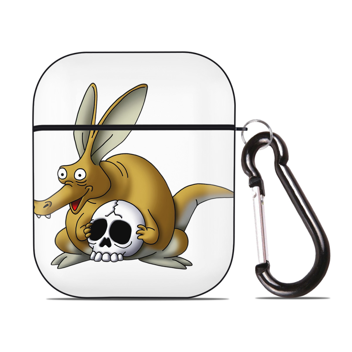 （画像用） ドラゴンクエスト Doragon Kuesuto Dragon Quest AirPods 第2世代保護ケース ハードシェル ブラック 耐衝撃・防指紋・カラビナ付き