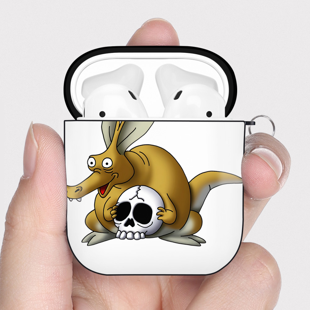 （画像用） ドラゴンクエスト Doragon Kuesuto Dragon Quest AirPods 第2世代保護ケース ハードシェル ブラック 耐衝撃・防指紋・カラビナ付き