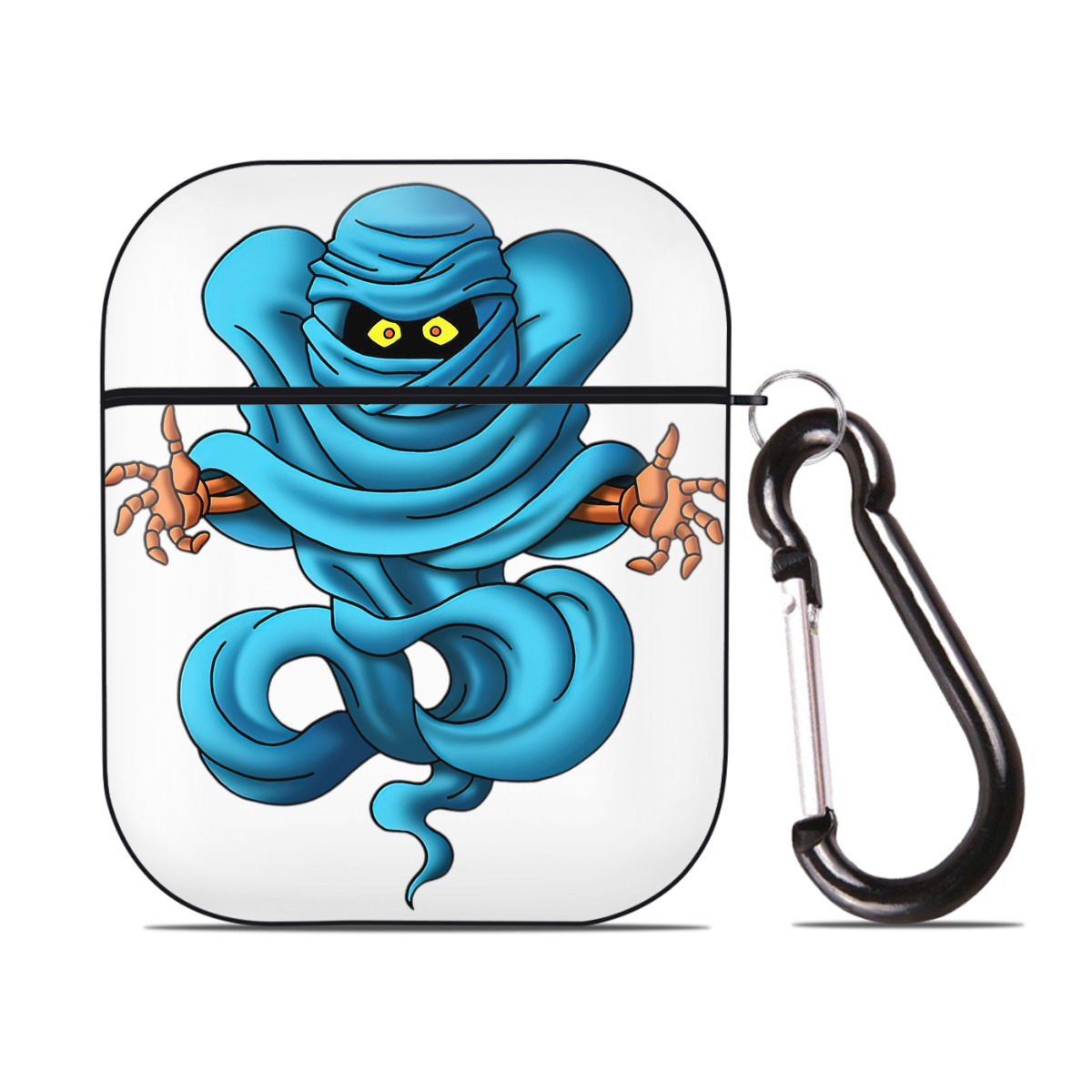 （画像用） ドラゴンクエスト Doragon Kuesuto Dragon Quest AirPods 第2世代保護ケース ハードシェル ブラック 耐衝撃・防指紋・カラビナ付き
