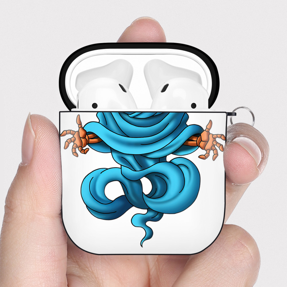 （画像用） ドラゴンクエスト Doragon Kuesuto Dragon Quest AirPods 第2世代保護ケース ハードシェル ブラック 耐衝撃・防指紋・カラビナ付き
