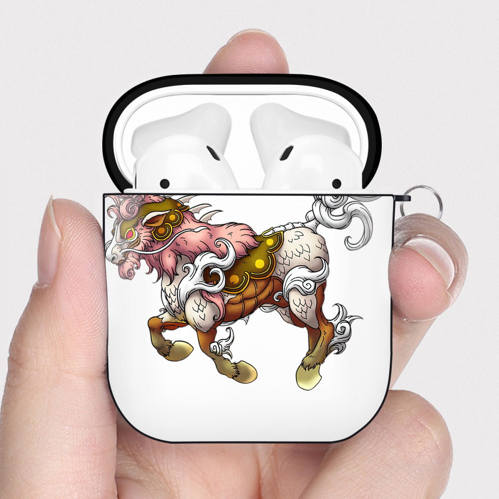 （画像用） ドラゴンクエスト Doragon Kuesuto Dragon Quest AirPods 第2世代保護ケース ハードシェル ブラック 耐衝撃・防指紋・カラビナ付き