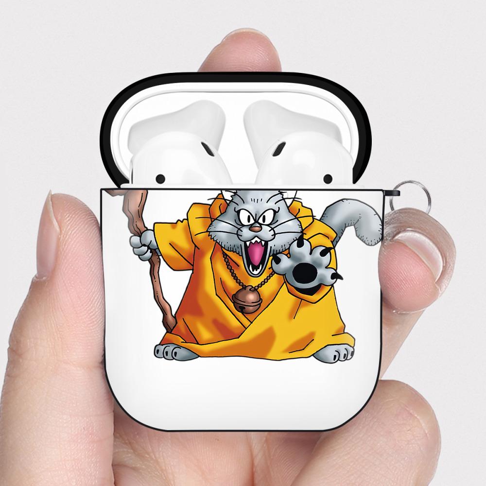 （画像用） ドラゴンクエスト Doragon Kuesuto Dragon Quest AirPods 第2世代保護ケース ハードシェル ブラック 耐衝撃・防指紋・カラビナ付き
