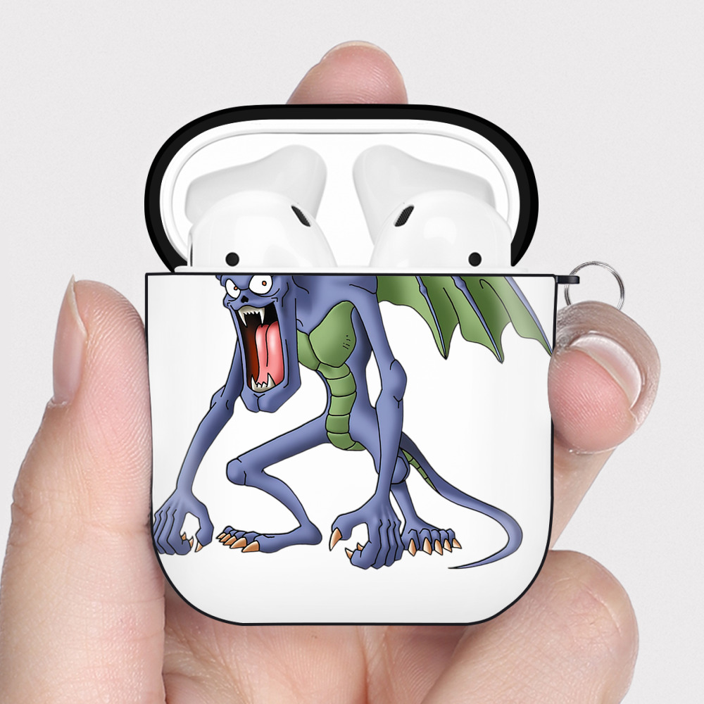 （画像用） ドラゴンクエスト Doragon Kuesuto Dragon Quest AirPods 第2世代保護ケース ハードシェル ブラック 耐衝撃・防指紋・カラビナ付き