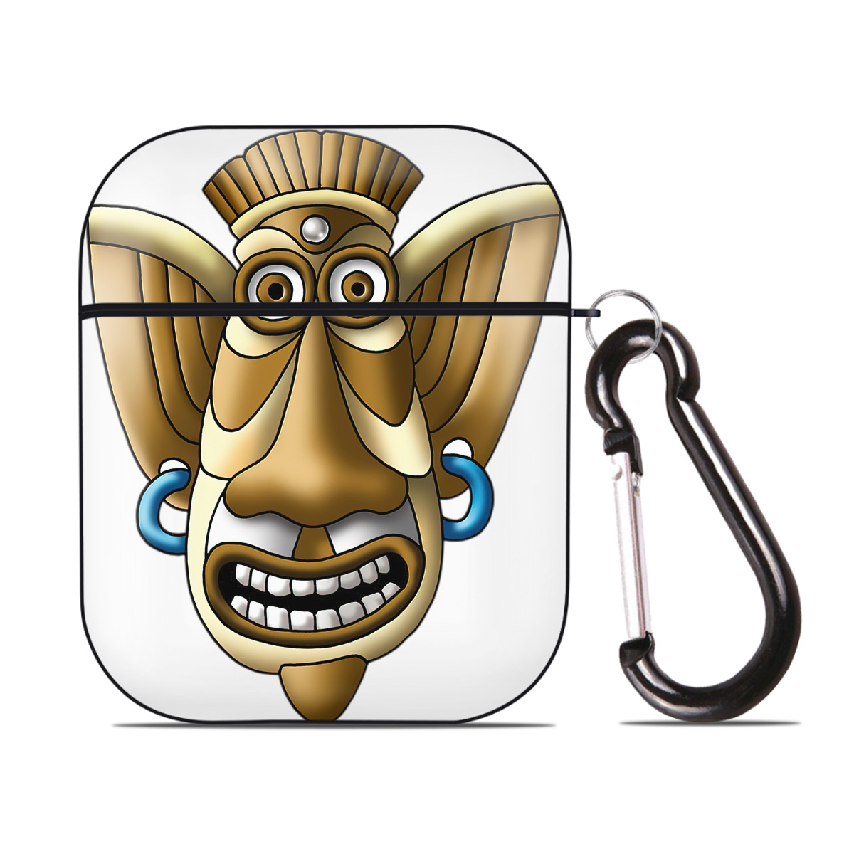 （画像用） ドラゴンクエスト Doragon Kuesuto Dragon Quest AirPods 第2世代保護ケース ハードシェル ブラック 耐衝撃・防指紋・カラビナ付き